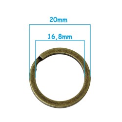 Lot de 1-10 anneaux port-clé en métal bronze 20mm doublé - Choisissez votre quantité de 1 à 10 pièces po