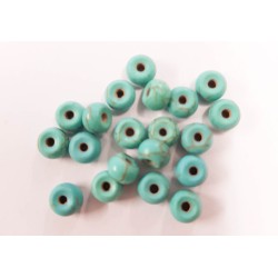 Lot de 20 perles rondelles en pierre naturelle de Turquoise - 6x4mm, aux nuances de bleu éclatantes - idéale