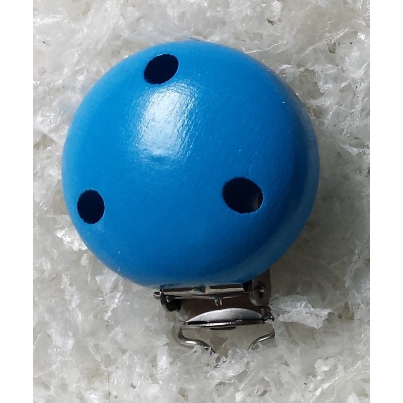 Pince à tétine en bois bleu 3,5cm - Accessoire pratique et chic pour bébé, choix de couleurs