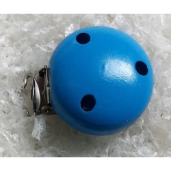Pince à tétine en bois bleu 3,5cm - Accessoire pratique et chic pour bébé, choix de couleurs