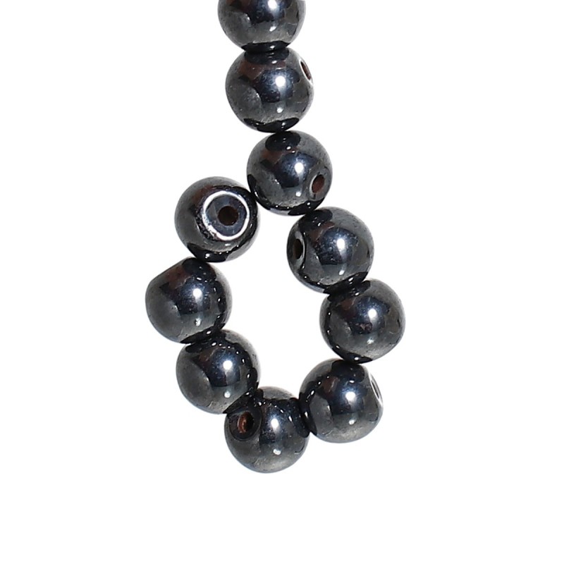 Lot de 20 perles magnétiques en hématite noire 4mm - idéales pour vos créations avec trou de 1mm.