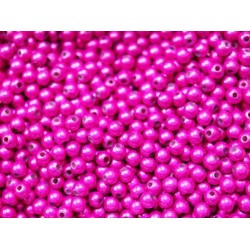 Lot de 50 perles Fuchsia 4mm effet oeil de poisson en acrylique haut de gamme - Trou de 1mm - Quantité: 50 - 