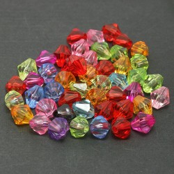 Lot de 200 perles acryliques bicone toupie 4x4mm - couleurs mixtes, idéal pour bijoux - trou de 1mm