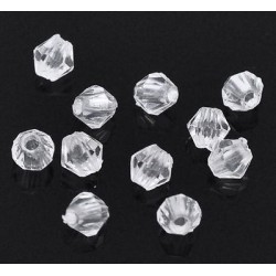 Lot de 200 perles acryliques transparentes bicone toupie 4x4mm - idéales pour vos créations de bijoux et acc