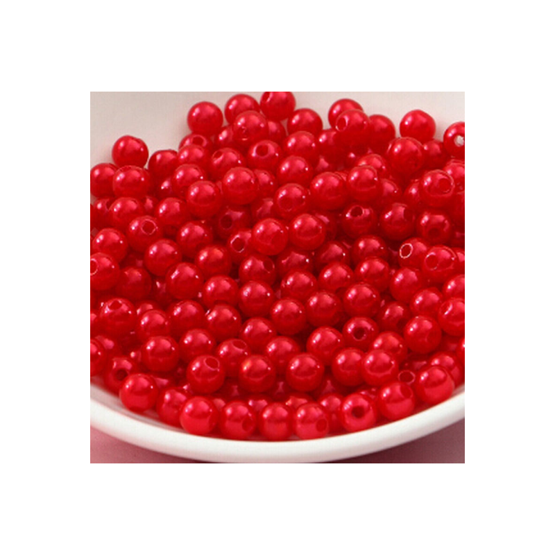 50 perles rouges éclatantes en acrylique de 4mm - parfaites pour vos projets créatifs - lot de 50 pièces