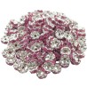 Lot de 20 perles rondelles strass argentées en métal rose - Taille 8mm x 3mm, trou de 1,5mm - Idéal pour bi