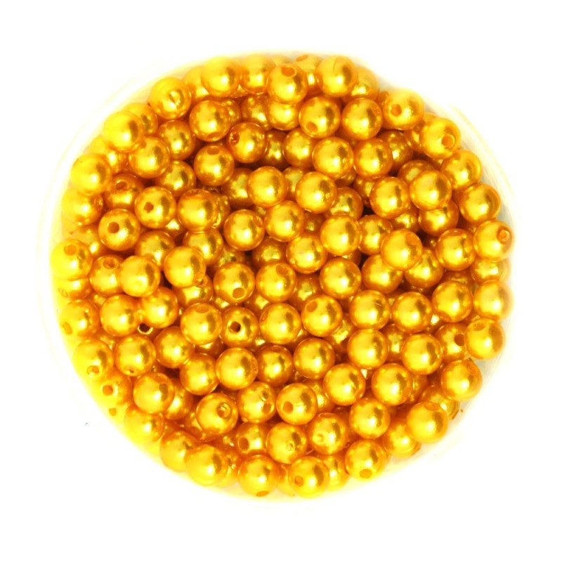 50 perles acryliques dorées 6mm avec effet brillant - lot de 50 pièces, trou de 1,5mm inclus