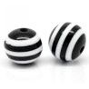 Lot de 10 perles en résine rayées noir et blanc de 10mm - idéales pour vos créations - trou de 2mm - quant