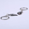 Porte-clés True Love en demi-cœur - Paire de métal argenté 90mm pour les amoureux