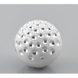 Lot de 10 perles acryliques blanches 12mm avec point argenté - idéales pour bijoux - diamètre de trou 2mm