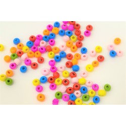 Lot de 50 perles en bois de 6mm, coloris variés - idéal pour vos créations DIY