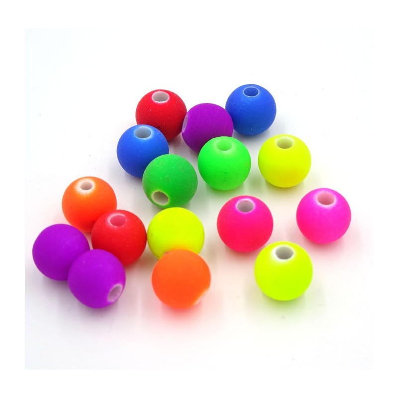 30 perles acryliques fluo mixtes de 8mm - idéales pour vos créations