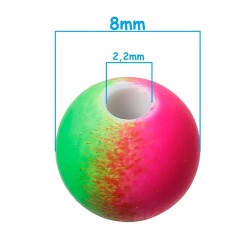 20 perles en acrylique fluo multicolores de 8mm avec un trou de 2,2mm - lot de 20 pièces