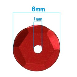 Ensemble de 225 paillettes rondes rouges de 8mm en plastique - 5g de sequins brillants avec un trou de 1mm