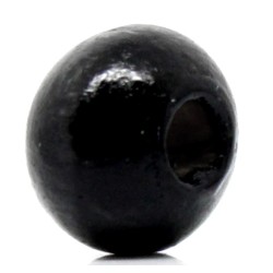 Lot de 50 perles en bois noir de 6mm avec trou de 2mm pour bijoux et créations
