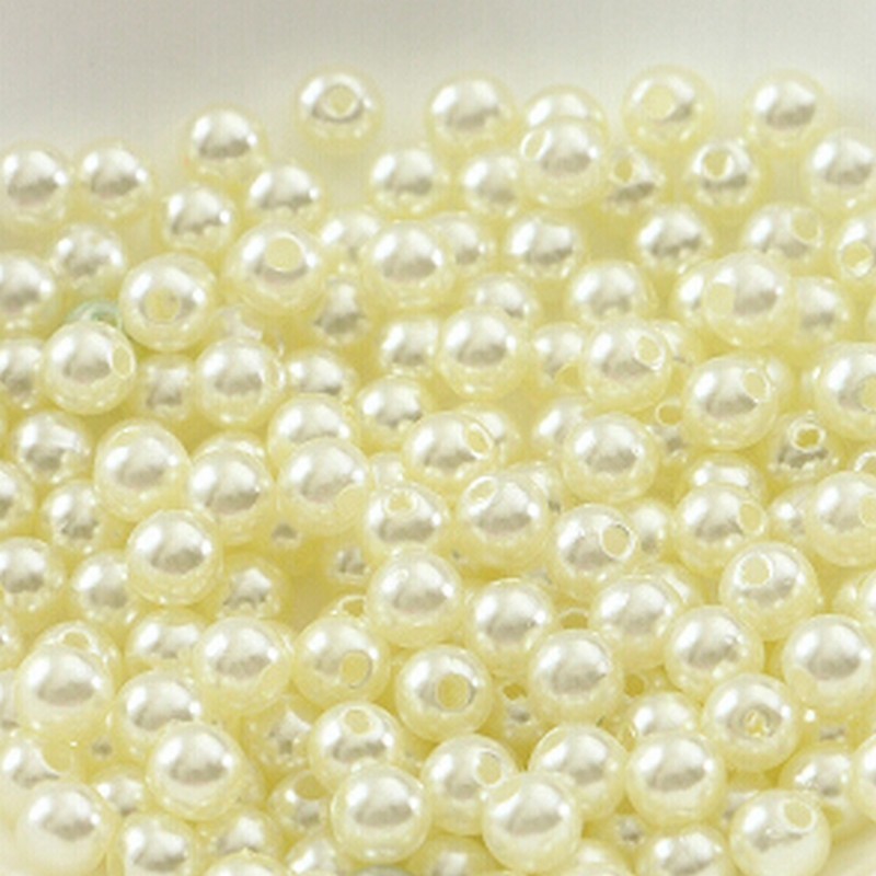 Lot de 100 perles acryliques 3mm blanc cassé, effet brillant, idéales pour bijoux - trou de 1mm