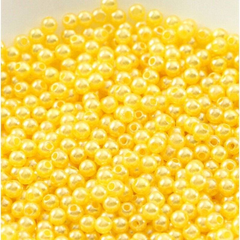 Lot de 100 perles acryliques jaunes 3mm, effet brillant, idéales pour bijoux - trou de 1mm