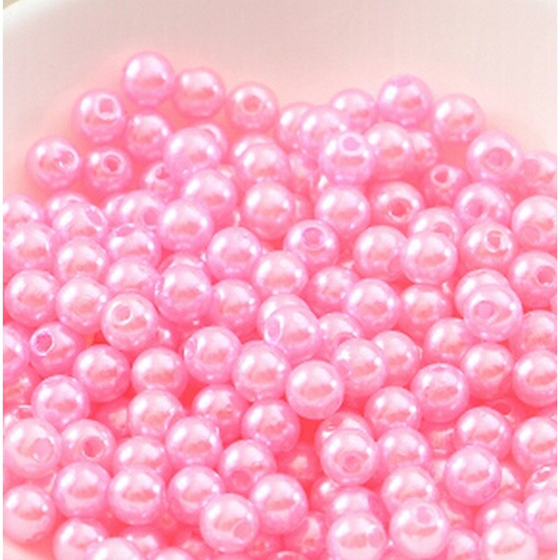 Lot de 100 perles acryliques roses 3mm, effet brillant, idéales pour vos créations - trou de 1mm inclus
