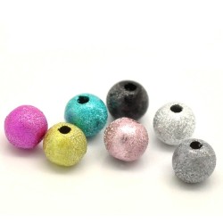 Lot de 30 perles Stardust 6mm multicolores en plastique avec trou de 1mm - idéal pour vos créations de bijou
