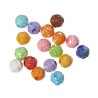 Lot de 50 perles rondes fleuries en plastique, 6mm, trou de 2mm, couleurs variées pour bijoux DIY