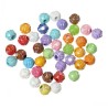 Lot de 50 perles rondes fleuries en plastique, 6mm, trou de 2mm, couleurs variées pour bijoux DIY