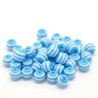 Lot de 30 perles rondes en acrylique turquoise rayé - diamètre 6mm, trou de 1mm.