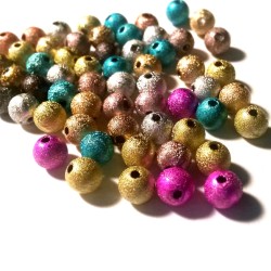 Lot de 20 perles Stardust 8mm en plastique, trou de 2mm, couleurs mixtes. Ajoutez une touche déclat à vos cr
