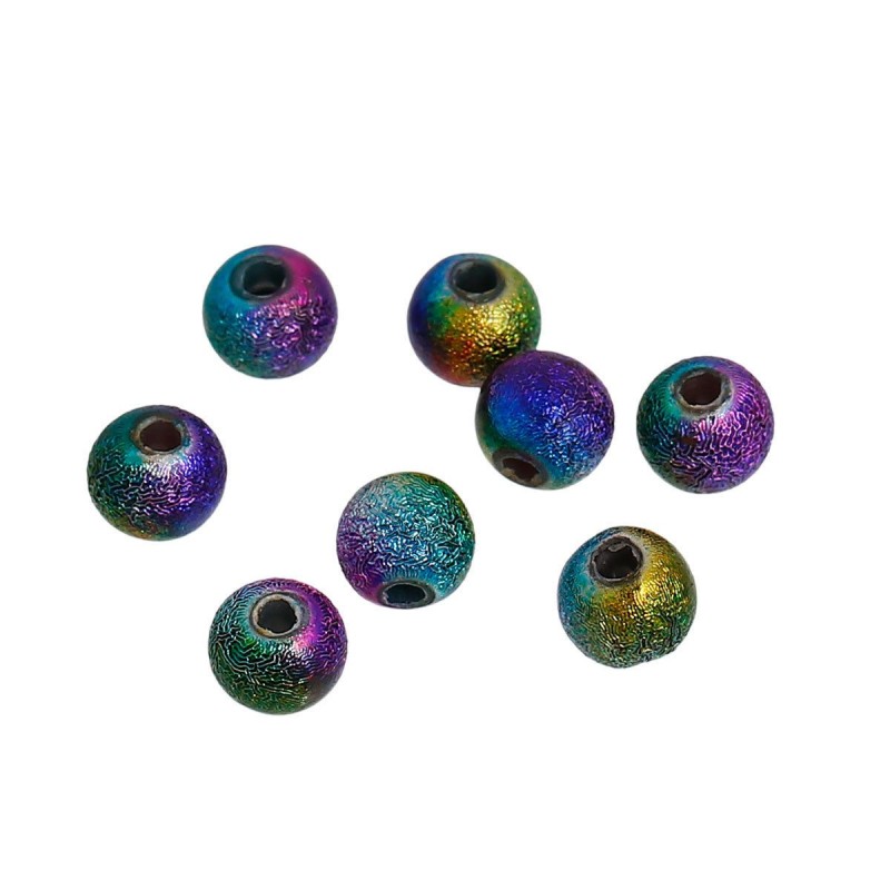 Lot de 30 perles Stardust 6mm en plastique, aux couleurs de larc-en-ciel avec un trou de 1,5mm