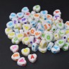 Lot de 200 perles alphabet en acrylique blanc avec écriture mixte en forme de cœur - 7mm - Lettres aléatoir