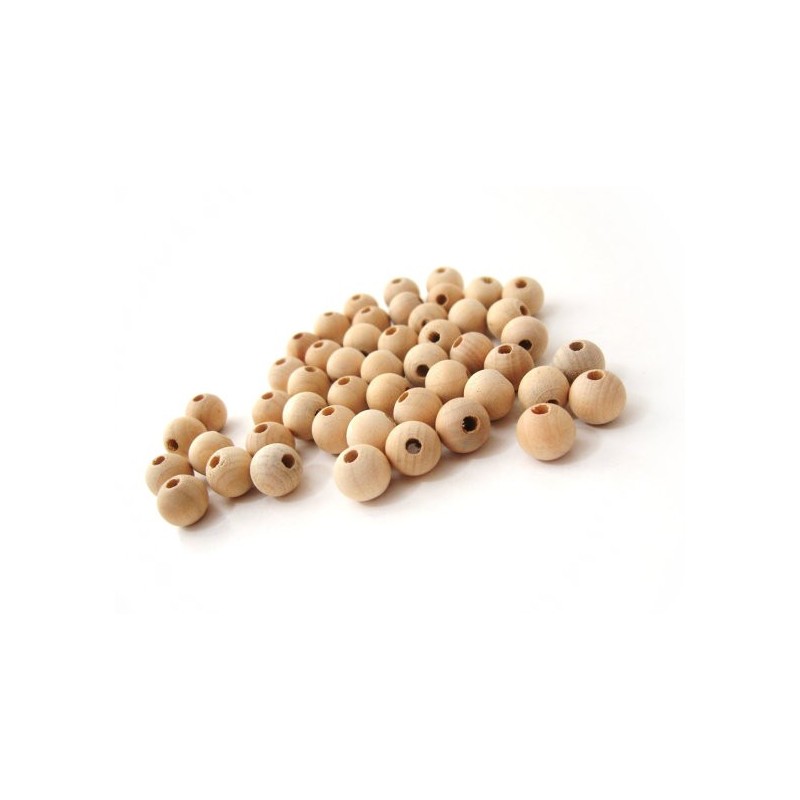 Lot de 5/10/20 perles en bois naturel de 10mm avec trou de 3,5mm - Choisissez votre quantité