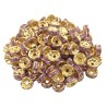 Lot de 20 perles rondelles dorées 8mm avec strass parme - idéales pour bijoux - en métal de qualité supér