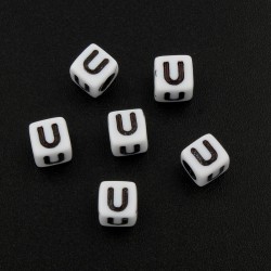 Lot de 20 perles alphabet 6mm en acrylique blanc avec choix de lettres - idéal pour bijoux DIY