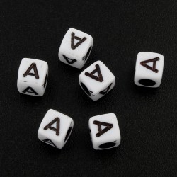 Lot de 20-100 perles alphabet acryliques blanches 6mm avec trou de 3mm - Choisissez votre quantité