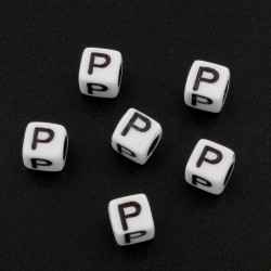 Lot de 20-100 perles alphabet acryliques blanches 6mm avec trou de 3mm - Choisissez votre quantité