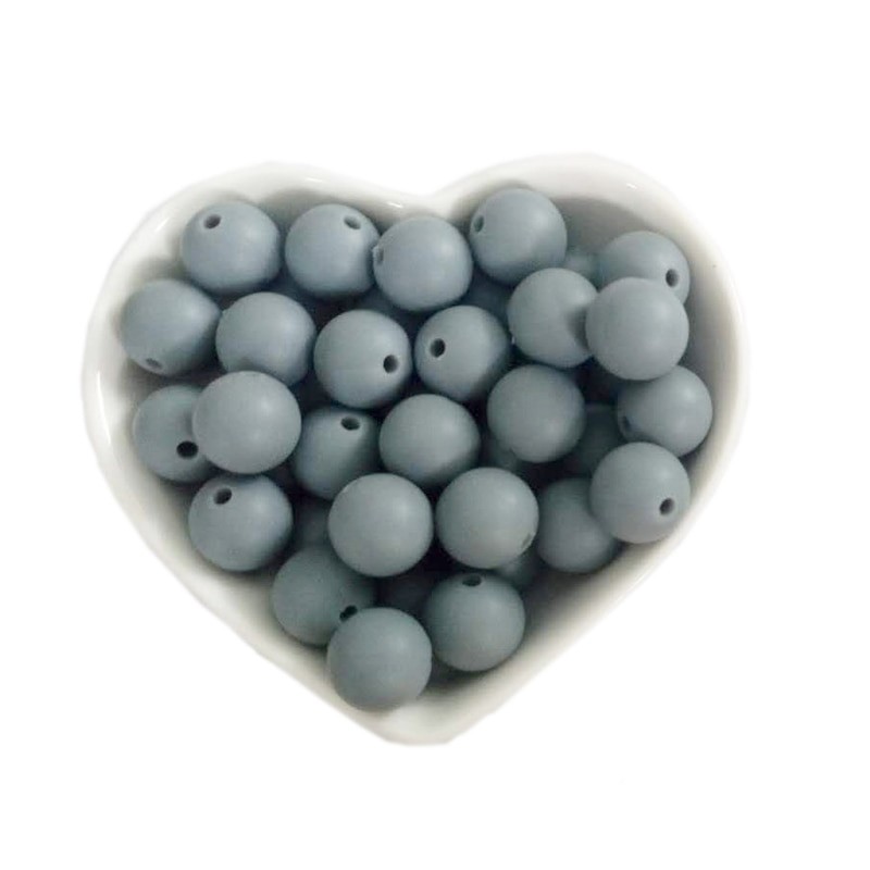 Lot de 10 perles en silicone gris de 9,5mm avec trou de 2mm - idéal pour vos créations DIY