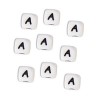 Perles en silicone blanc avec lettres de lalphabet de 10mm et trou de 2mm - Quantité de 1 pièce