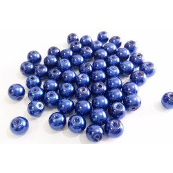Lot de 30 perles en verre bleu foncé brillant de 6mm - idéales pour vos créations DIY