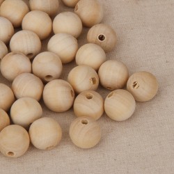 Lot de 5/10/20 perles en bois naturel de 12mm avec trou de 3mm - Choisissez votre quantité