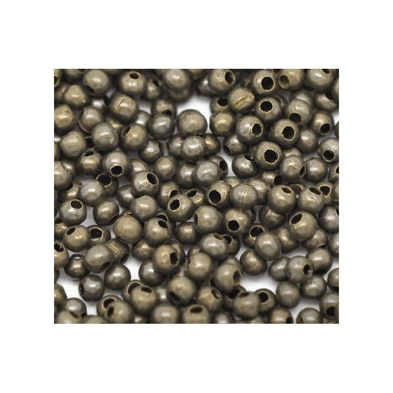 Lot de 100 perles en métal bronze brillant de 2mm - idéales pour vos créations - trou de 1mm