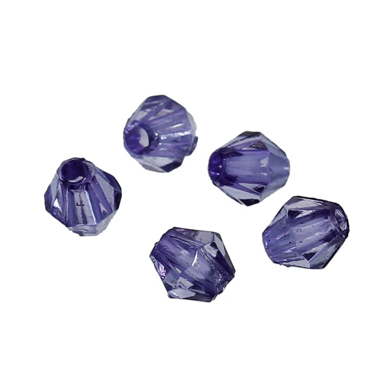 Lot de 100 Perles Intercalaires Bicone Toupie Acrylique Violet Foncé 4x4mm - Trou de 1,4mm - Idéal pour Bijo