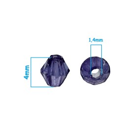 Lot de 100 Perles Intercalaires Bicone Toupie Acrylique Violet Foncé 4x4mm - Trou de 1,4mm - Idéal pour Bijo