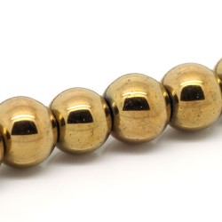 Lot de 10 perles en hématite dorée de 10mm, non-magnétiques - idéales pour vos créations - diamètre de t