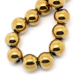 Lot de 10 perles en hématite dorée de 10mm, non-magnétiques - idéales pour vos créations - diamètre de t