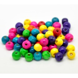 Lot de 40 perles en bois brillant de 8mm, couleurs mixtes - idéales pour vos créations DIY