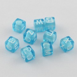 Lot de 200 perles alphabet bleues en plastique de 6mm avec trous de 3mm - assortiment aléatoire