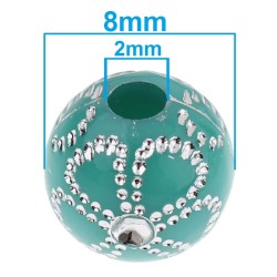 Lot de 20 perles acryliques fleurs 8mm multicolores - trou de 2mm - qualité supérieure