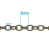 Chaine Maille Forçat en Bronze 2mm x 1,5mm - 1m de Longueur pour Bijoux et Artisanat Métallique