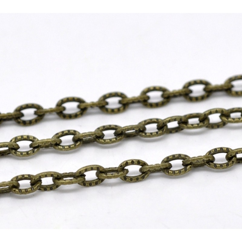 Chaine Maille Cheval Texturée Bronze - 1m de Chainette Métallique 4,5mm x 3mm pour Bijoux et Artisanat