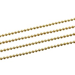 Chaine à billes dorée de 2,4mm de diamètre en métal - 1m de longueur.
