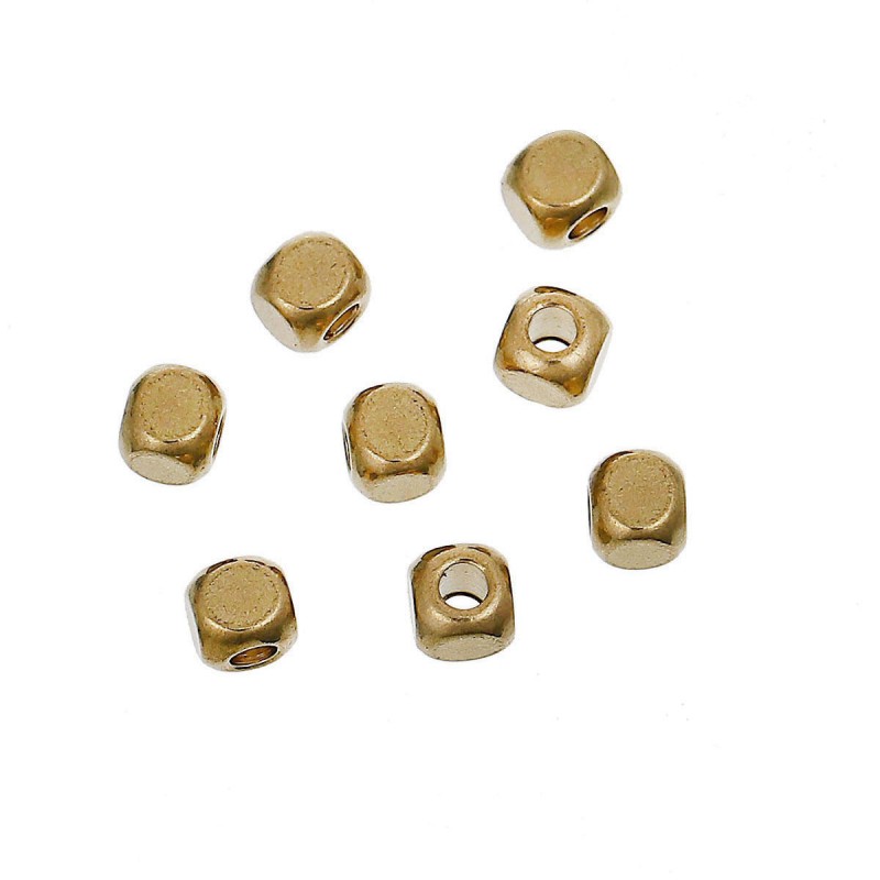 Lot de 50 perles cube métal doré 3mm, idéales pour vos créations - trou de 1,5mm inclus